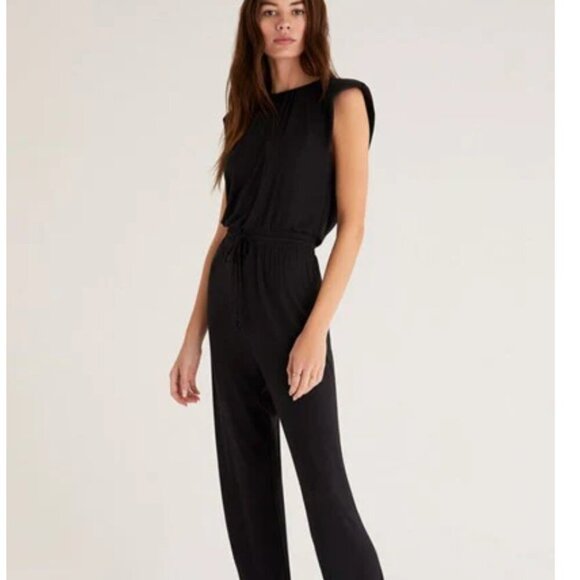 JLUXLabel Black Cotton Boat Neck Drawstring Sweatpant Minimalist Jumpsuit XS / S - Picture 1 of 7